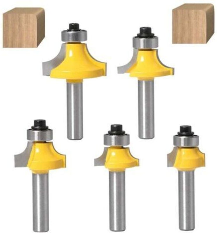 Set mit 5 8-mm-Rundfräsern, Rundschaftfräsern, Eckradiusfräsern, Abrund- und Kantenfräsern mit Kugellager für die Holzbe...