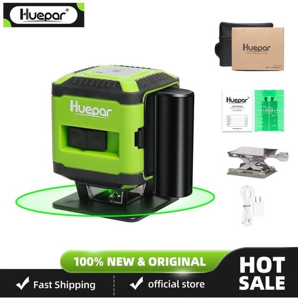 Huepar Niveau laser au sol Faisceau vert Installation niveau avec Mode de commutation de ligne pour Tile Nivellement car...