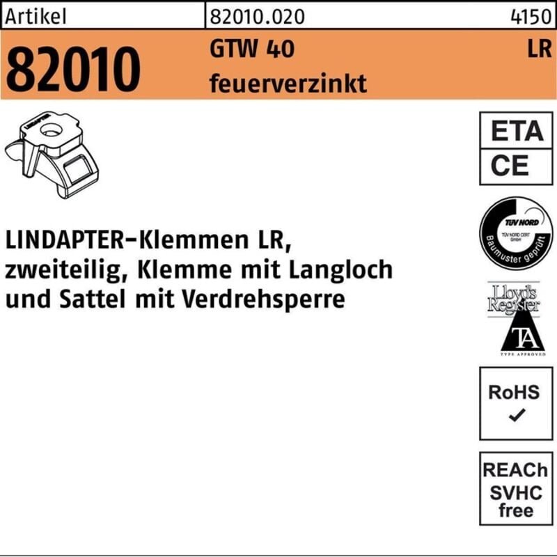 Klemme R 82010 GTW 40 LR M12/3 - 12 feuerverz. 1 Stück LINDAPTER