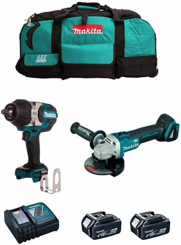 Makita - Kit MK214 (DTW1002 + DGA504 + 2 x 5,0 Ah + DC18RC + LXT600)