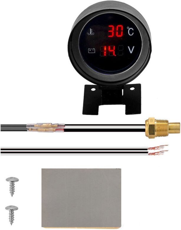 LED-Runddigitalanzeige für Auto und LKW, Temperaturmesser, Temperatursensor, Motorrad-Temperatur, Voltmeter, Spannungsme...