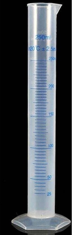 1pc Labor Mess Werkzeug 250ml Kunststoff Messzylinder Band Skala Rohr Chemische Labor Ausrüstung