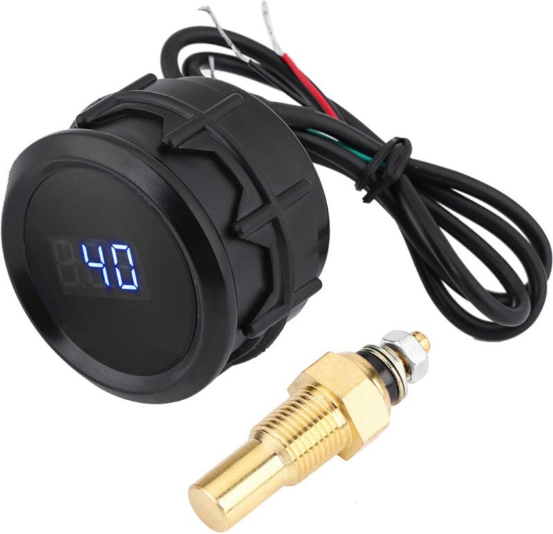 Ej.Life 2-Zoll-52-mm-Auto-Blau-LED-Digital-Wassertemperaturanzeige-Kit mit Temperatursensor Schwarz