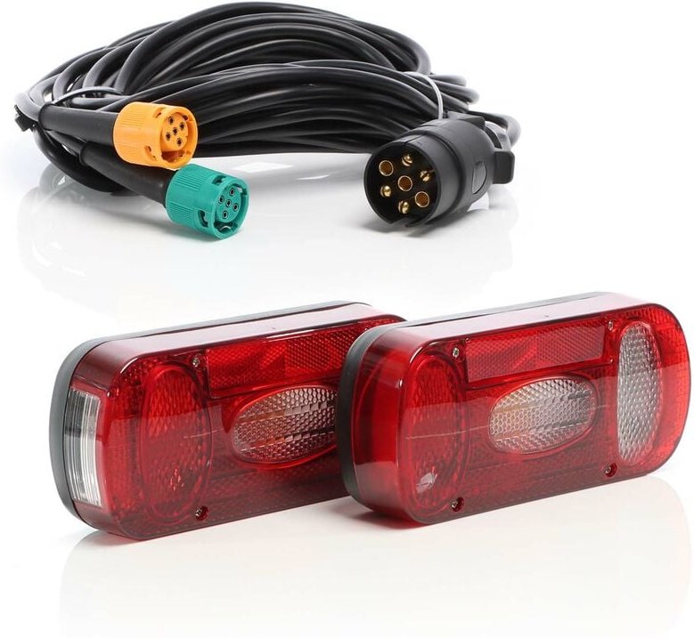 Set Anhänger Rückleuchten 2er rfs Tüllenanschluss T1 Anhänger Beleuchtung und 5m 7-Pin-Anhängerkabel - Xpotool