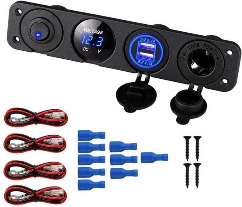 4-in-1-Marine-Schalttafel-Steckdose mit 12 v 4,2 a Dual-USB-Ladegerät, LED-Voltmeter und Zigarettenanzünder