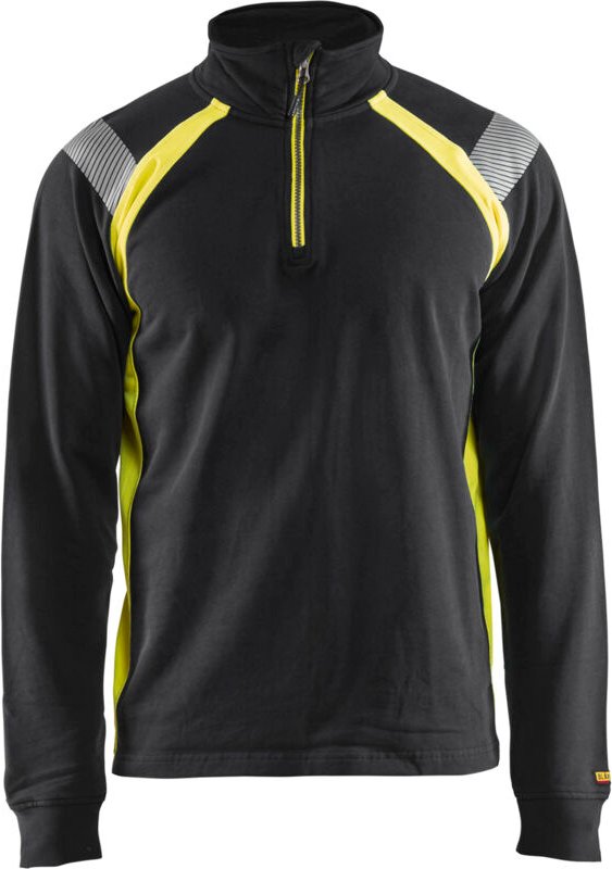 Arbeits-Sweatshirt mit LKW-Kragen, fluoreszierende Details 3432 – Schwarz/Neongelb XL