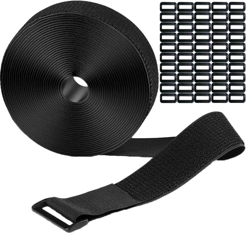 Tonchean - 10m Klettband mit 50 Schlaufen, wiederverschließbare Kabelbinder, leicht zu schneiden, Klettkabelbinder, Klet...