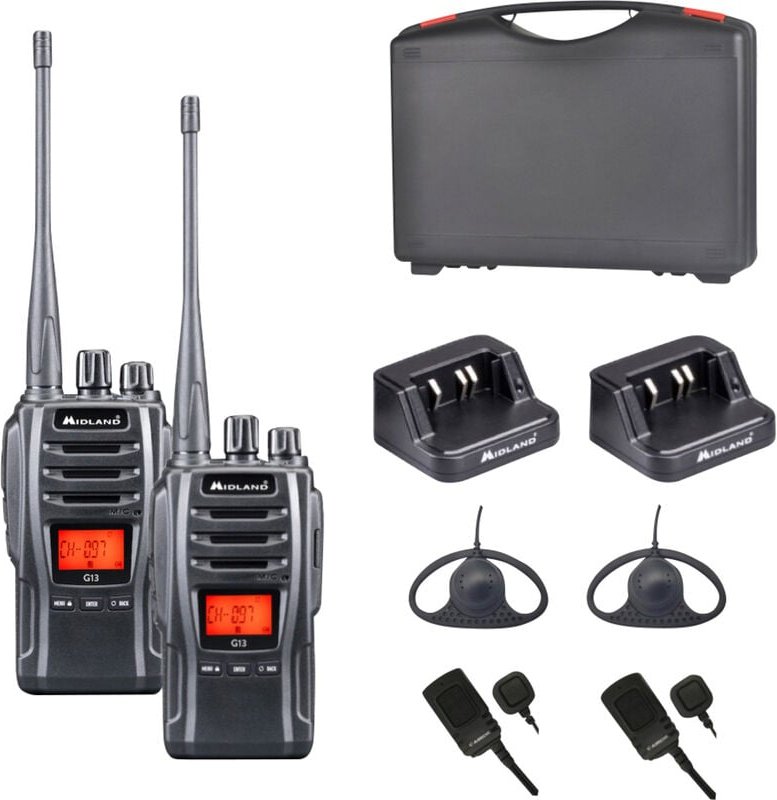 2x set G13, AE34 headset, charger, batterypack C1462.S1 PMR-Funkgerät - Midland