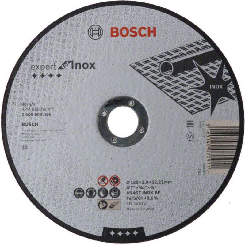 Bosch - pro Stainless Steel Trennscheibe 180 x 2 x 22,23 mm - 2608600095