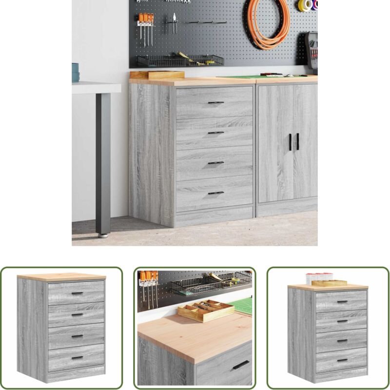 Werkzeugaufbewahrung - Garagen-Aufbewahrungsschrank Grau Sonoma Massivholz Kiefer