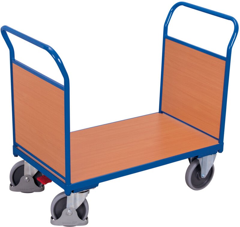 VARIOfit Doppel-Stirnwandwagen mit Holzwänden 1200x800mm Anthrazitgrau RAL 7016