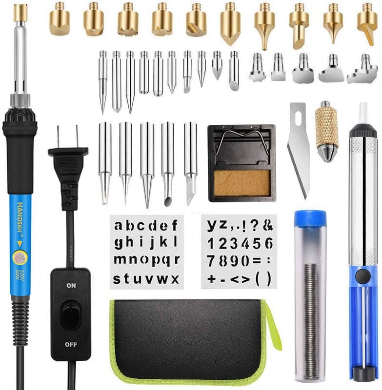 54-teiliges Brandmalerei-Set mit 60 W einstellbarer Temperatur für Brandmalerei, Löten und Basteln auf Holz, Leder und K...