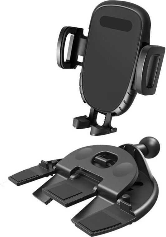 Handyhalterung für Auto-CD-Player, Universalhalterung mit verstellbarer Klemme, 360°-Drehung (schwarz)