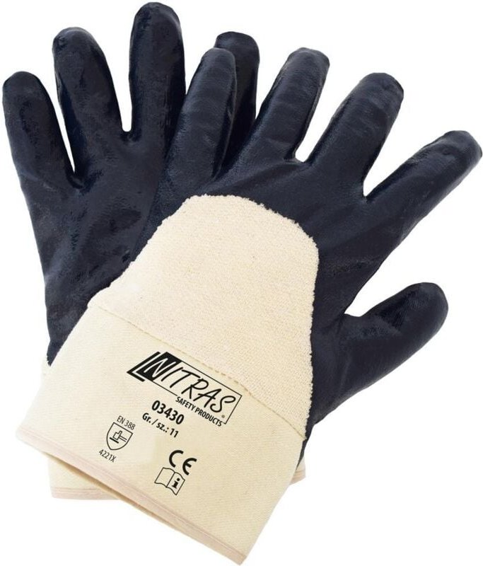 Nitrilhandschuh,blau, Stulpe,teilbeschichtet, Gr.8