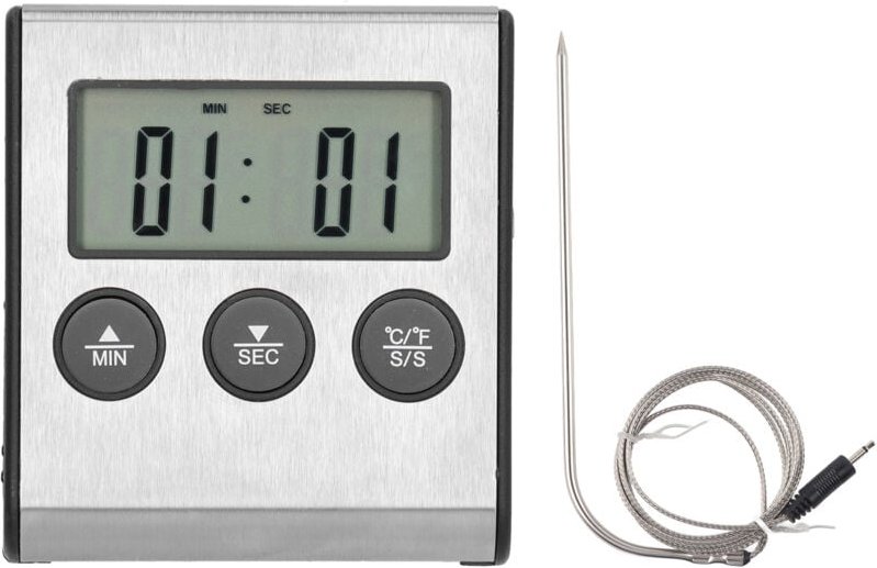 Digitales Kochthermometer mit Timer und LCD-Anzeige (℃/℉) mit Sonde für Grillfleisch und Speisen