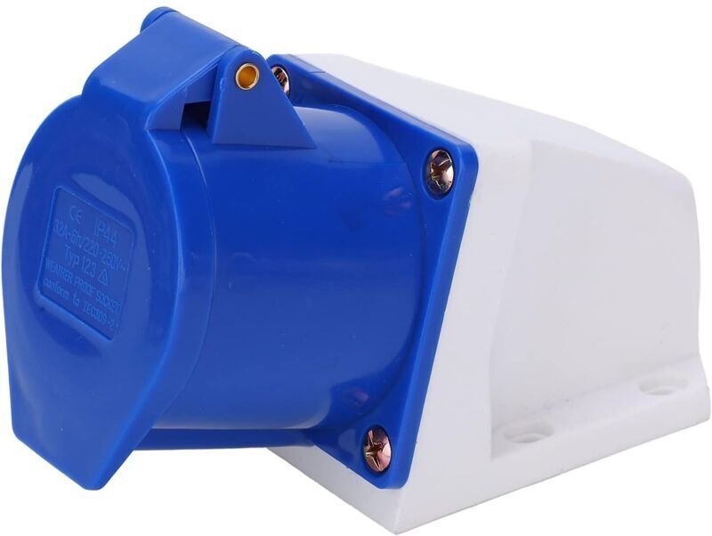 Industrielle, abgewinkelte Aufputzsteckdose, wasserdichte Wandsteckdose für metallurgische Anlagen im Hafenbereich, 32 A...