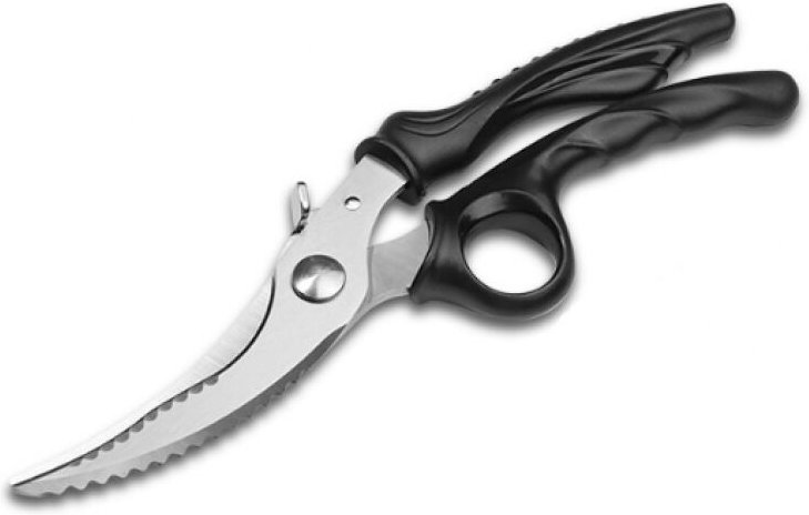 BEBUSINGOTO Küchenschere aus Edelstahl für Geflügel und Gemüse, schwarzer PP-Kunststoffgriff, spülmaschinenfeste Fleisch...