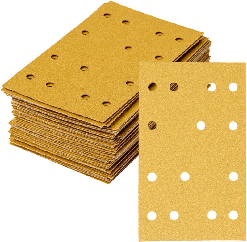 STIER Schleifstreifen Universal 80 x 133, P100, 50 Stk., 14-Loch, Korund, Latexhaltiges stabiles D-Papier