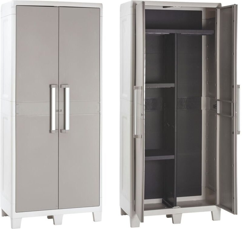 Harzhaltergarderobe mit 2 Seitenregalen und 2 städtischen Metallffekten XL Toomax Metal Effekt