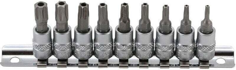 Satz mit 9 Torx-Steckschlüsseln (Außengewinde) mit Resistorx T10 bis T50 für 1/4"-Ratschen