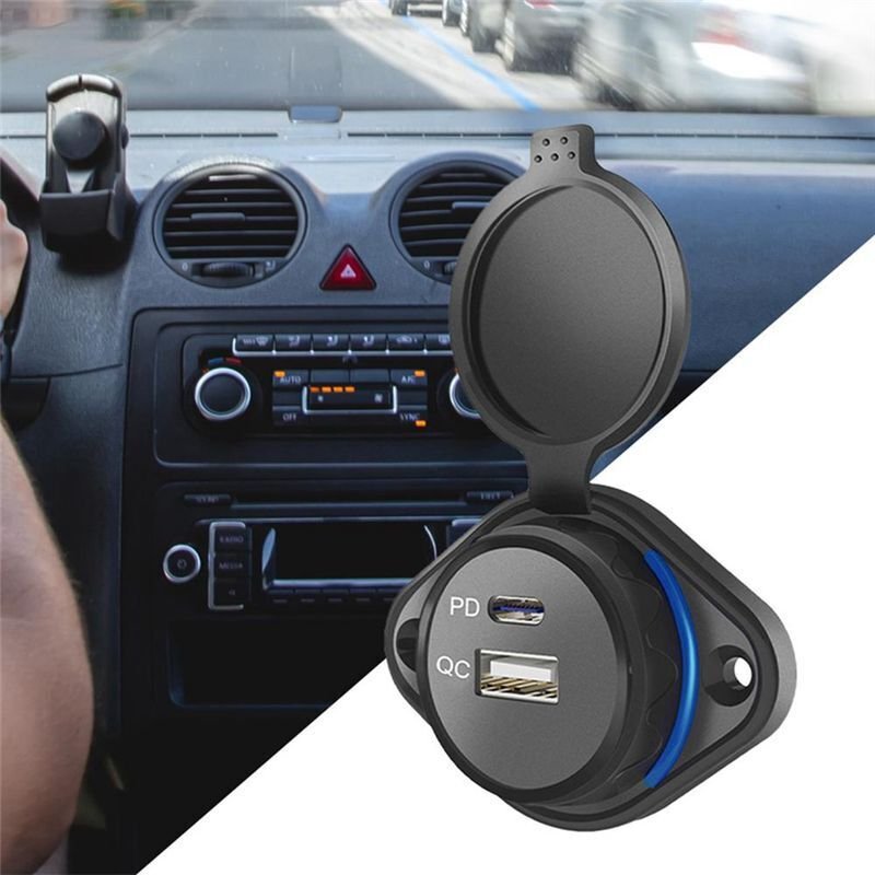 12 V 24 V Auto, Boot, Motorrad, USB Typ C PowerAdapter Steckdosenleiste für Auto, Motorrad, Bus, Wohnmobil, Boot und 12/...