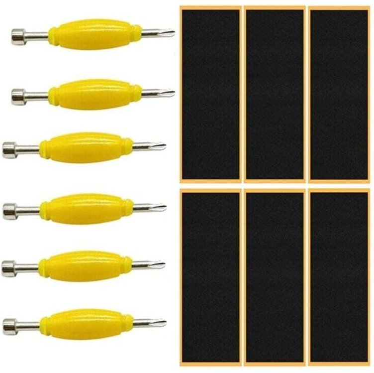 Packung mit 12 selbstklebenden Schaumstoff-Grip-Sticks als Ersatz-Tastenkappen inklusive Schraubendreher für Skateboards