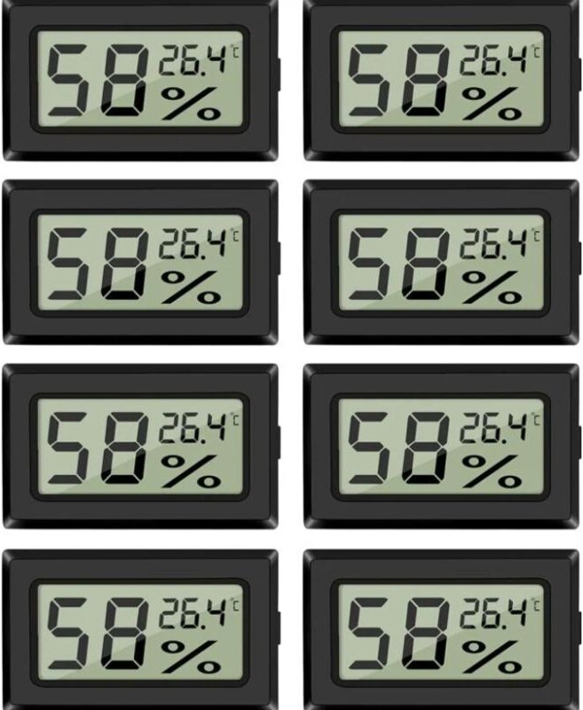 Lntyq Lot de 8 mini-hygromètres thermomètres Moniteur de jauge d'humidité intérieur numérique avec capteur de températur...
