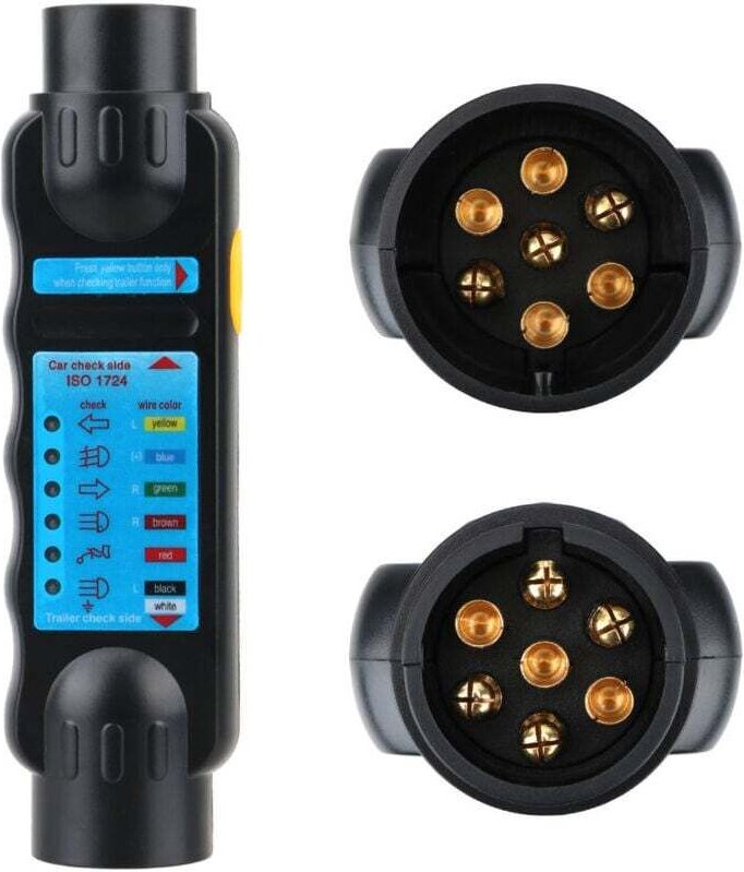 Testeur de prise de remorque à 7 broches, testeur de feux de remorque 12 V, outil de diagnostic de circuit de câble, con...