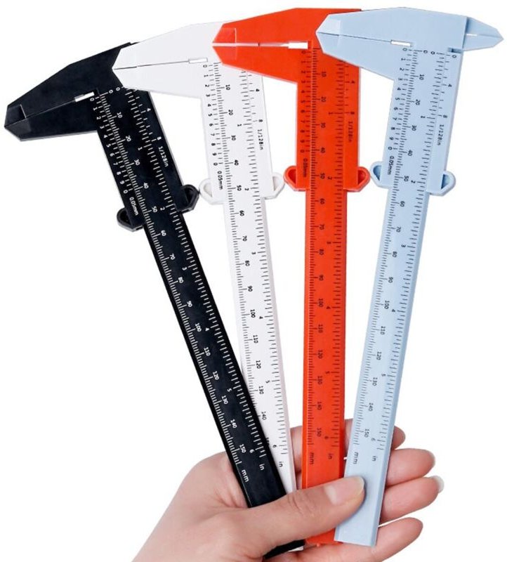 4-teiliger Messschieber, Kunststoff 150 mm/6 Zoll, Messschieber-Messwerkzeug, für Holzbearbeitung, Schüler, Schmuckmessu...