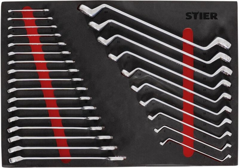 STIER Ringmaul- & Doppelringschlüsselsatz, 27-teilig, in Weichschaumeinlage, als Einlage für den STIER Werkstattwagen, C...