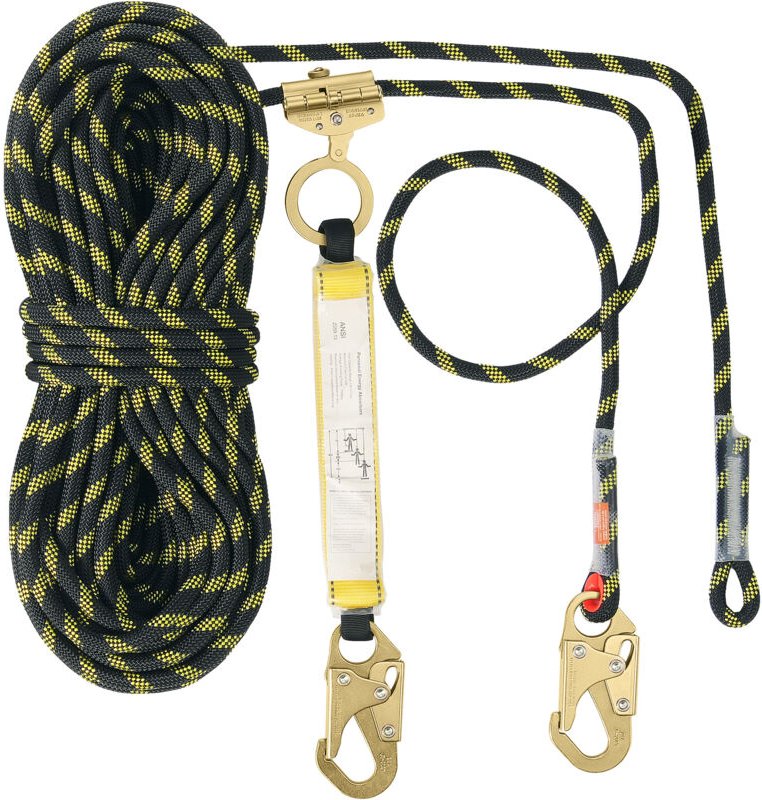 150 Fuß vertikale Rettungsleine – 30 kN Kletterseil mit Stahl-Karabinerhaken und Greifer, statisch für Outdoor-Abenteuer...