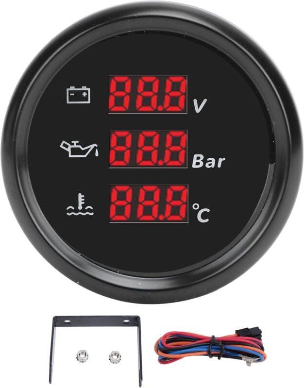 KIMISS 52mm Hochdigitalanzeige zur Überwachung von Spannung, Öldruck und Wassertemperatur wasserdicht für Boote, Yachten...