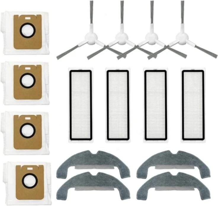 16PCS Ersatz Ersatzteile für Bot D9 Plus RLD11GD Roboter Vakuum Seite Pinsel Hepa-Filter Mopp Tuch Lappen Staub Tasche