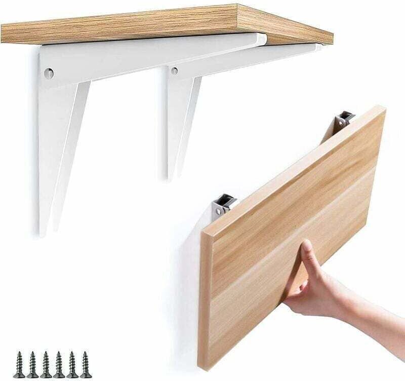 Vtizikl Support Mural Pliant 2 pièces, Équerre Étagère Supports d'étagère Équerre Repliable Rabattable en Métal Support ...