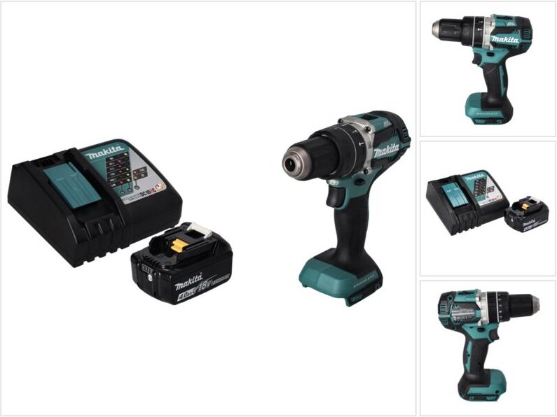 Makita DHP 484 RM1 Akku Schlagbohrschrauber 18 V 54 Nm Brushless + 1x Akku 4,0 Ah + Ladegerät