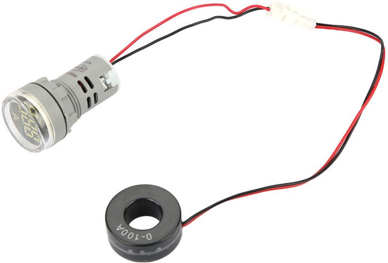 Digitales Amperemeter 0-100 A, Wechselstromanzeige, runde LED-Anzeige (weiß)