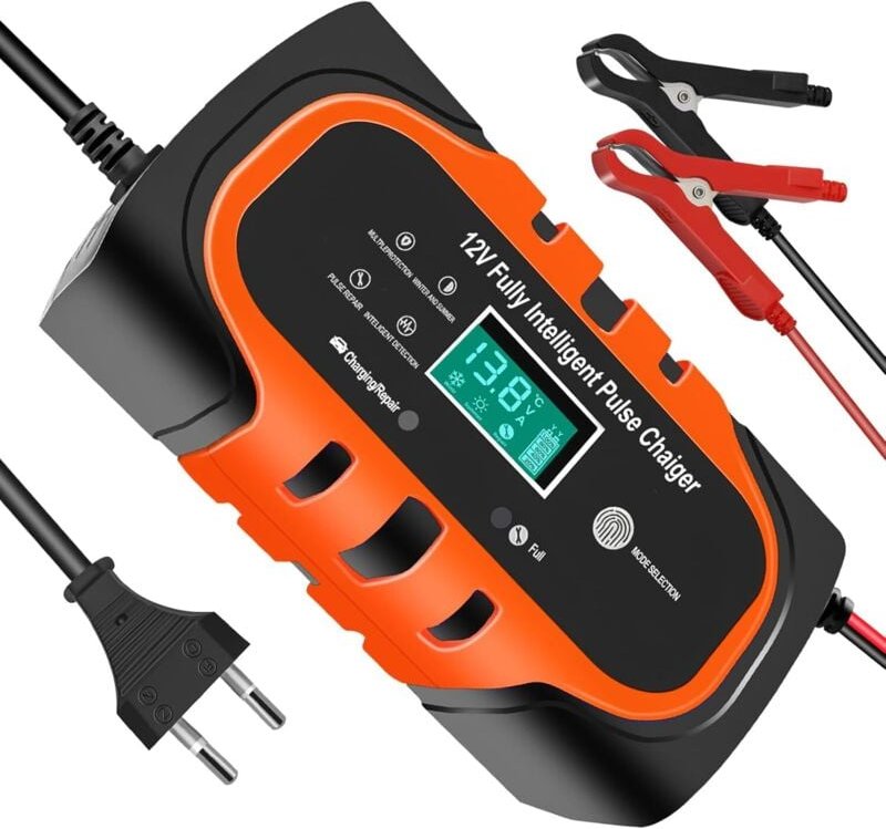 10A 12V Auto-/Motorradbatterieladegerät, intelligentes 12V Autobatterieladegerät mit LCD-Bildschirm und Wartungsfunktion...