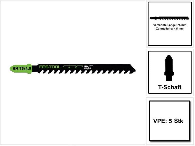 Hm 75/4,5/5 Building Materials Abrasive Materials Stichsägeblatt 75 mm 5 Stk. ( 5x 204343 ) gips- und zementgebundene Sp...