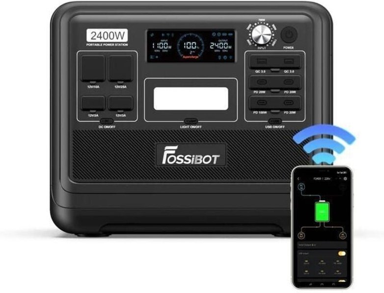 FOSSIBOT F2400 LiFePO4 Batterie Zentrale Elektrische, 2048Wh 2400W Solar Elektrischer Generator, Tragbare Camping Stroms...