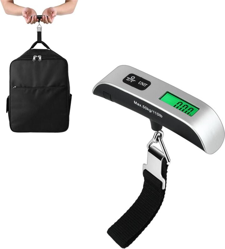 Linghhang - Elektronische Gepäckwaage, tragbare Kofferwaage, Temperaturmessfunktion, bis zu 50 kg/110 lbs