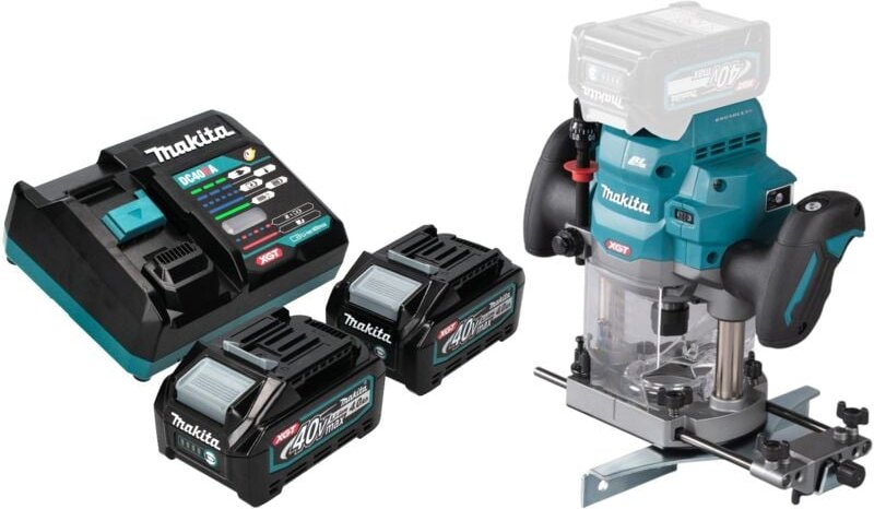 Makita RP 001 GM201 Akku Oberfräse 40 V max. 12 mm Brushless + 2x Akku 4,0 Ah + Ladegerät