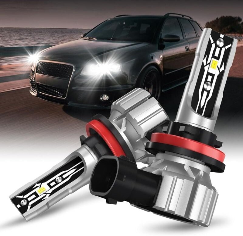 H11-LED-Scheinwerfer, H11-LED-Glühbirne, 60 W CSP 6000 K weiße Scheinwerfer für Auto und Motorrad, Ersatz-Autolampen für...