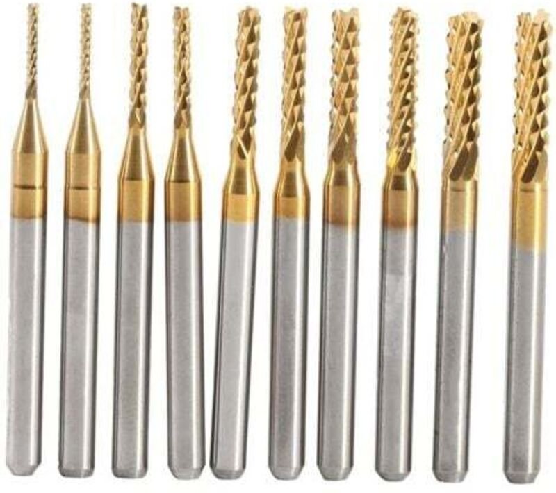 10 Stück Fräser aus Hartmetall, Gravur, Bits, Skulptur, Bohrer, Werkzeuge, Endfräser 1-3mm