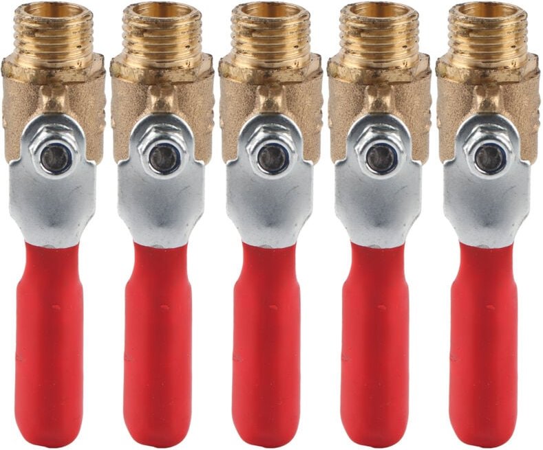 Absperrventil für Luftkompressoren, 5 Stück Messing-Kugelhahn, Doppel-Außengewinde G1/4.