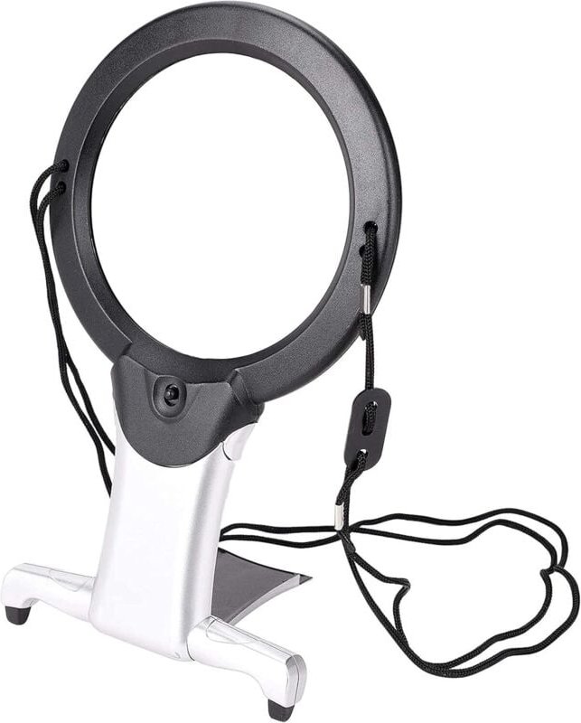 Csparkv - Lupe mit Licht und Ständer, 22,2 x 13,5 x 2 cm, 6-fache Lupe mit Licht, freihändige Lupe mit Ständer, große Lu...