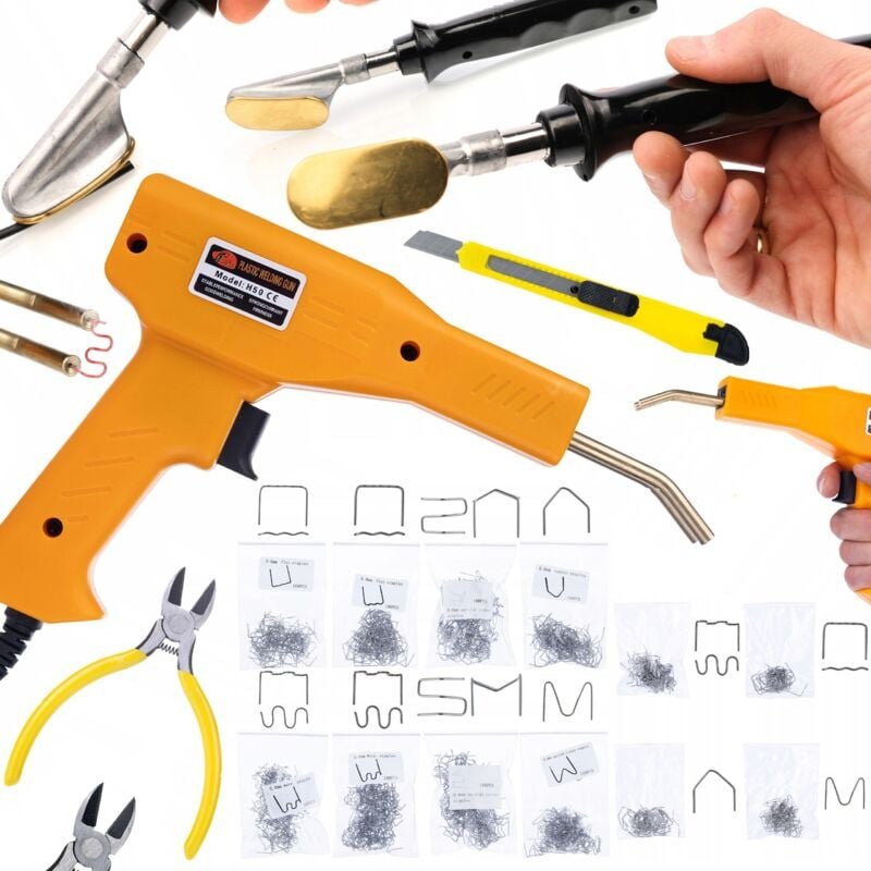 Rosfix Set Kunststoffschweißgerät & Heißklammerpistole – 230 V, 50 W, 750 °C 800 Klammern, 8 Typen Für Stoßfänger, DIY, ...
