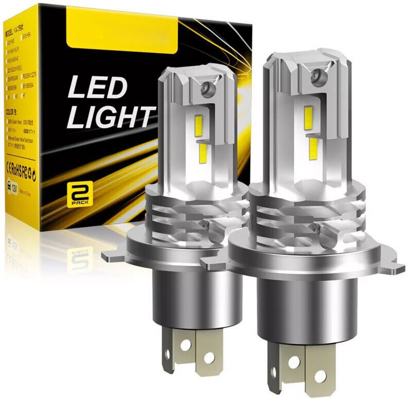 H4 LED-Lampe 6500K Starkes weißes Licht, 400% heller, geeignet für Autoscheinwerferlampen, DC 12V, 1:1 Plug & Play (2 La...