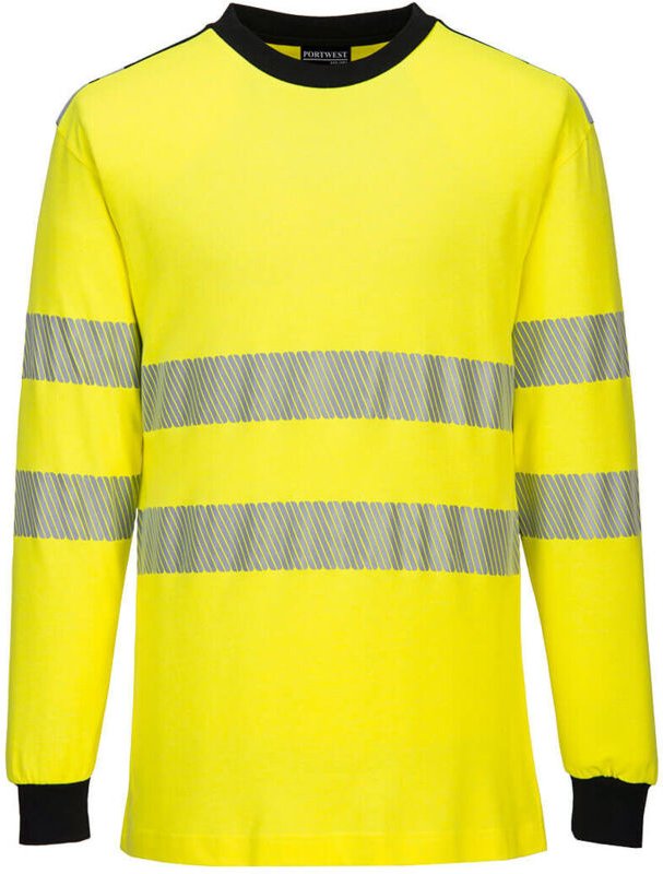 Hi-vis Flamme Widerstand T-Shirt Wx3 Farbe: Gelb/Schwarz Größe L - Portwest