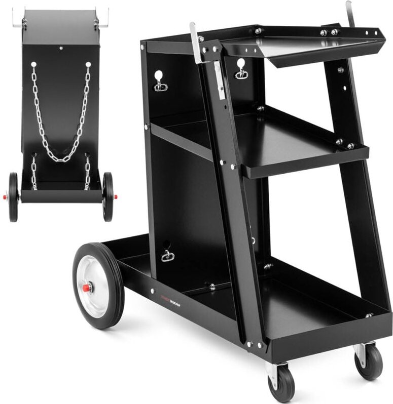 Schweißwerkstattwagen aus Stahl mit 3 Böden, Tragkraft bis 80 kg