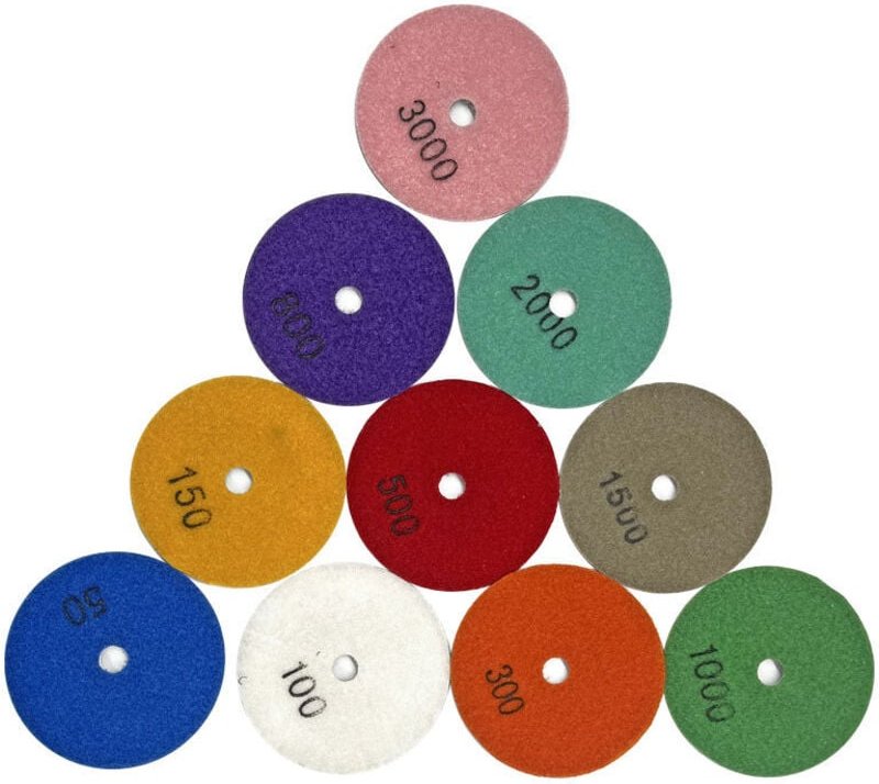 BEBUSINGOTO Diamant-Polierscheibe, 10 Stück, 3 Zoll, 80 mm, Diamant-Polierpad, Nasspolierscheiben-Set für Granit, Beton,...